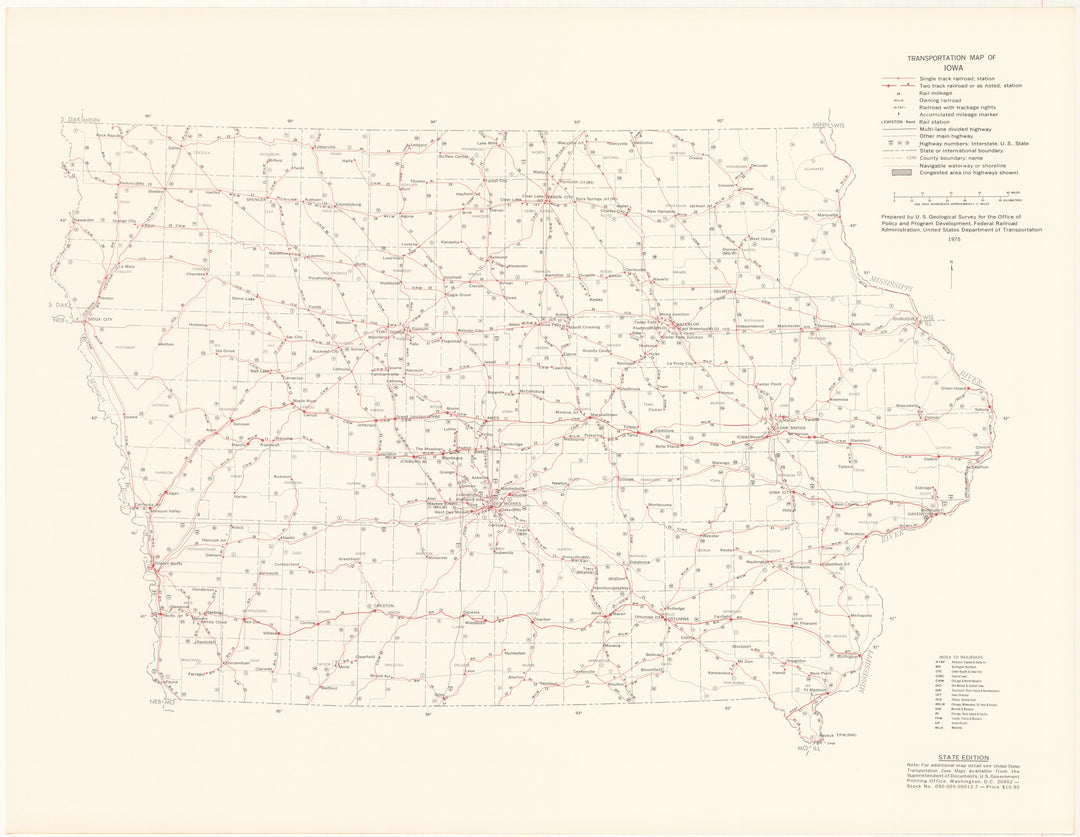 Iowa Transportation Map 1975: State Edition