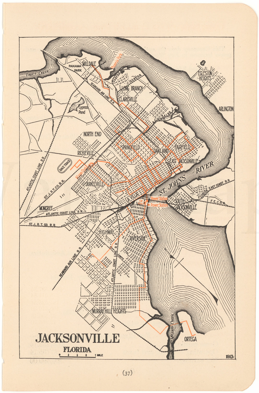 Jacksonville, Florida 1913: Streetcar Lines