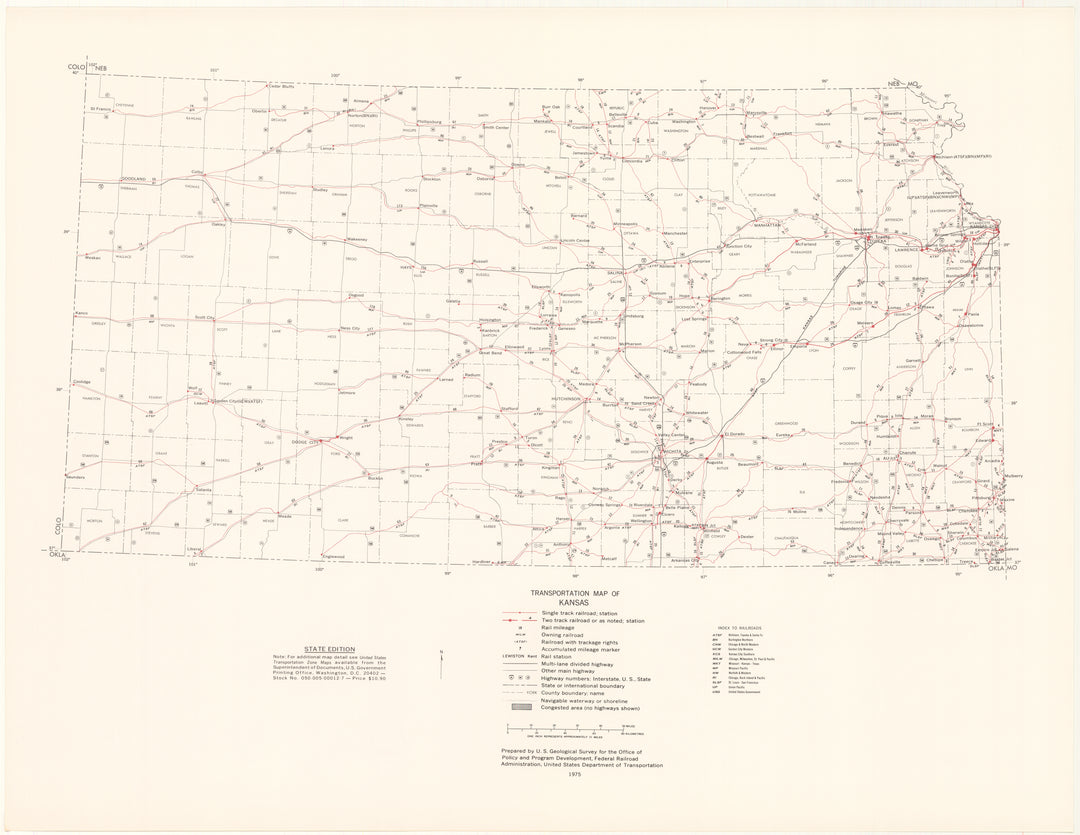 Kansas Transportation Map 1975: State Edition