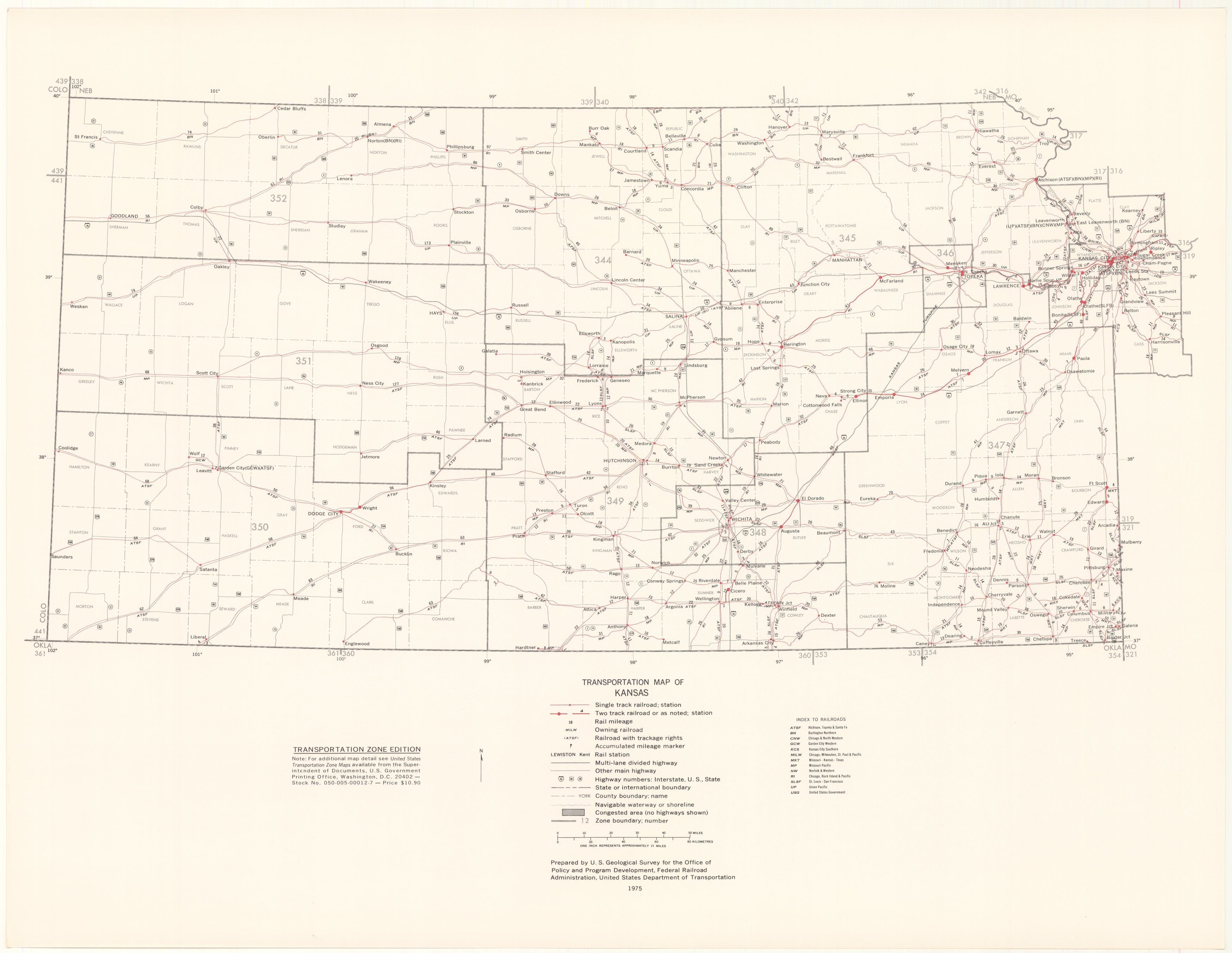 Kansas Transportation Map 1975: Zone Edition – WardMaps LLC