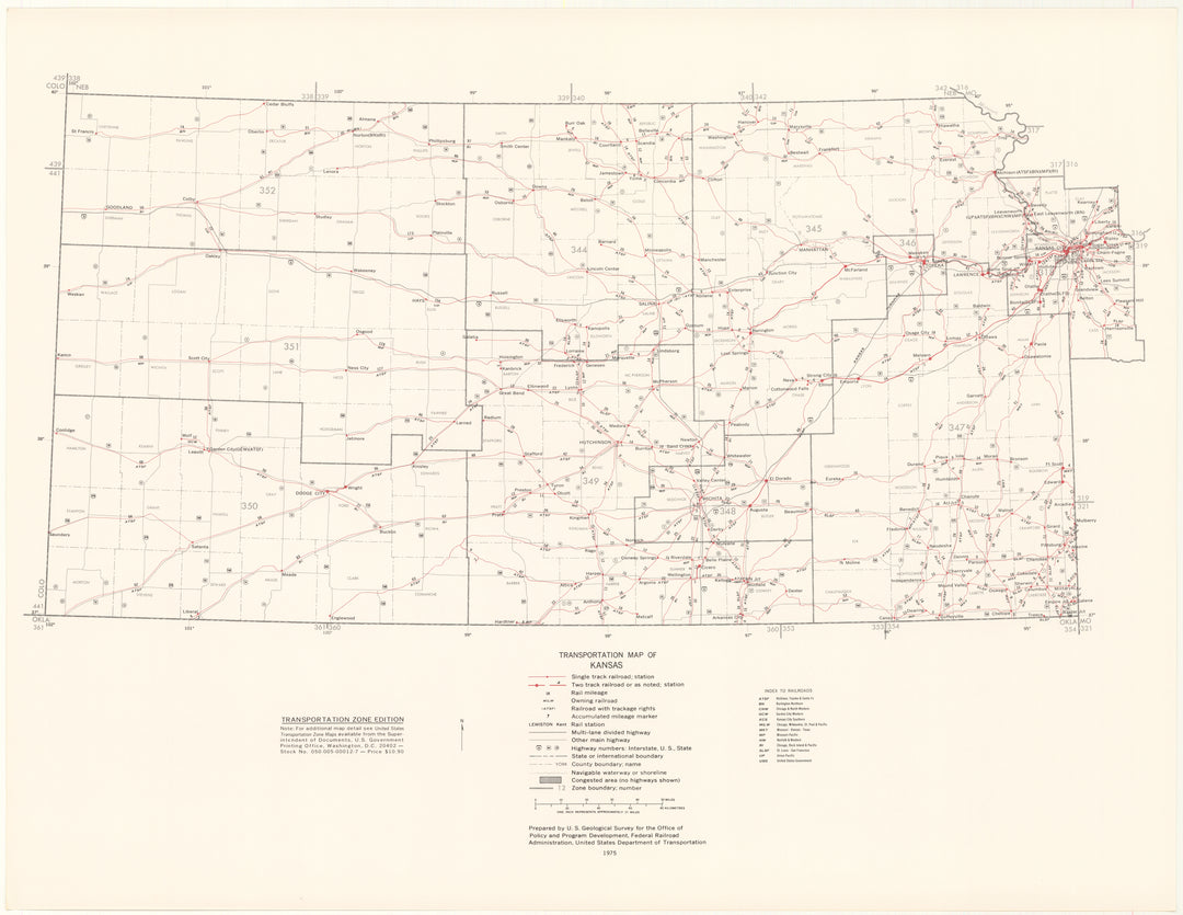 Kansas Transportation Map 1975: Zone Edition