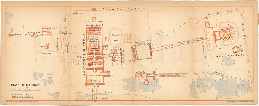 Luxor, Egypt 1908: Plan of Karnak