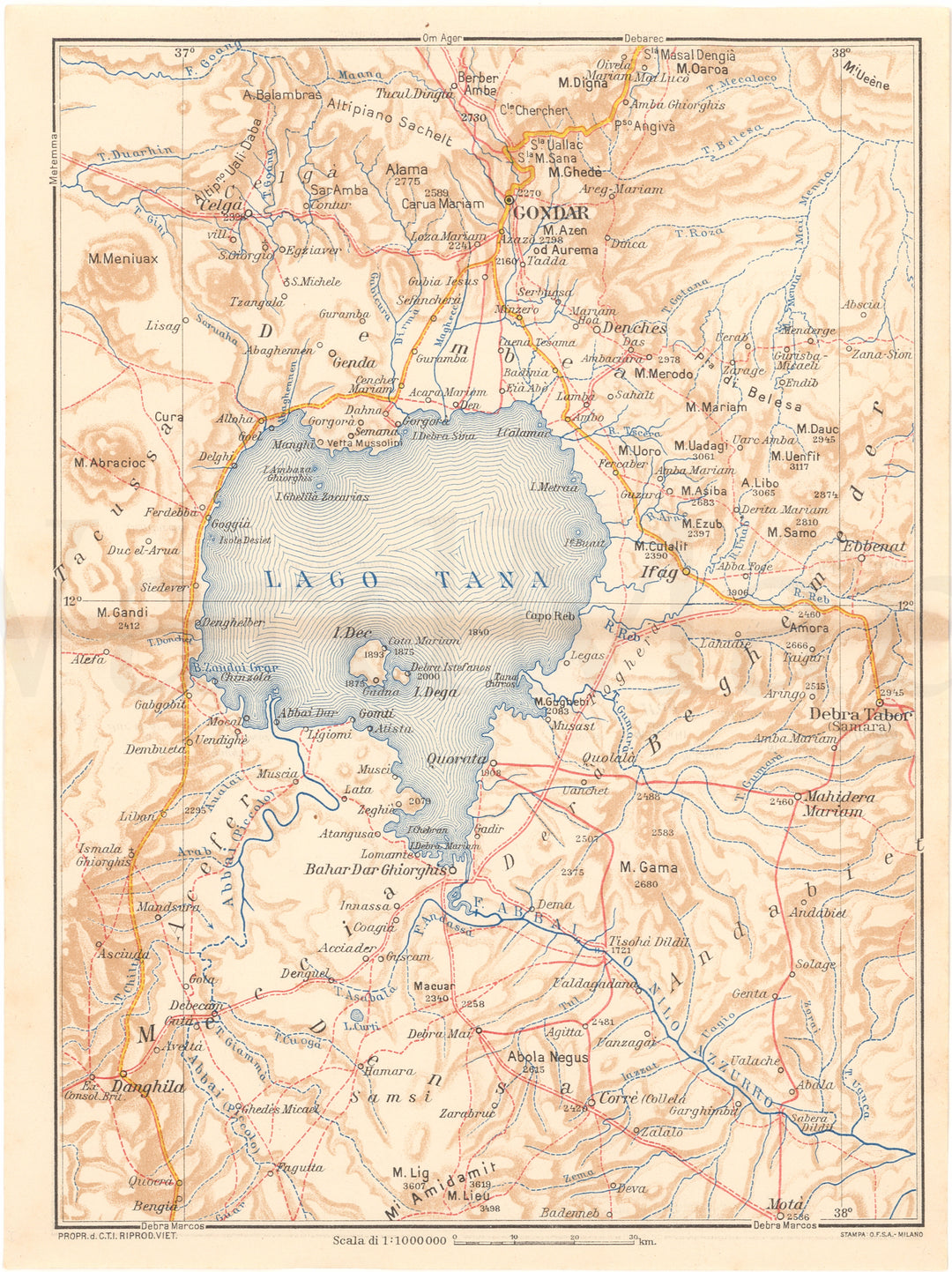 Ethiopia (Northwest Part) 1938 (Lake Tana Region)