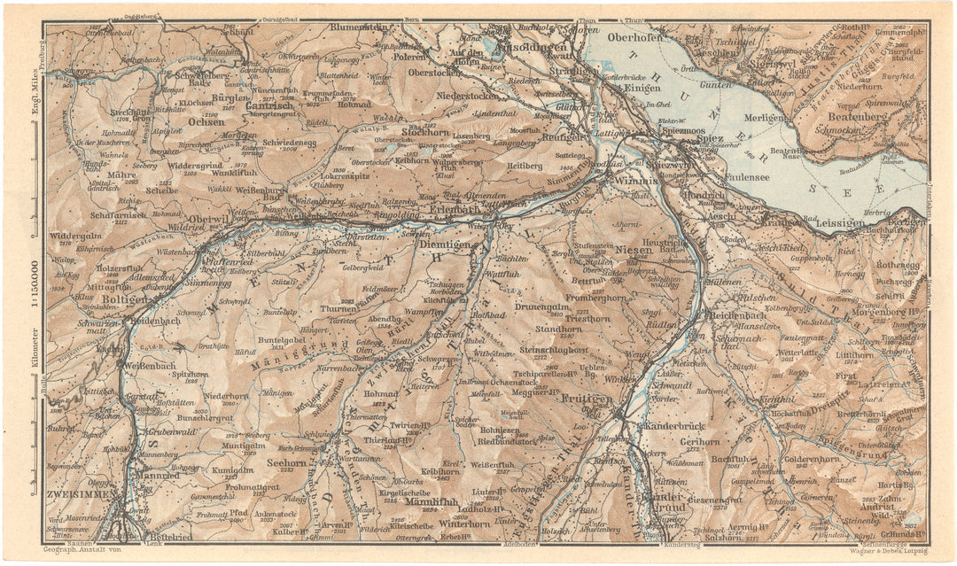 Lake Thun and Lower Simmental Valley Region, Switzerland 1938