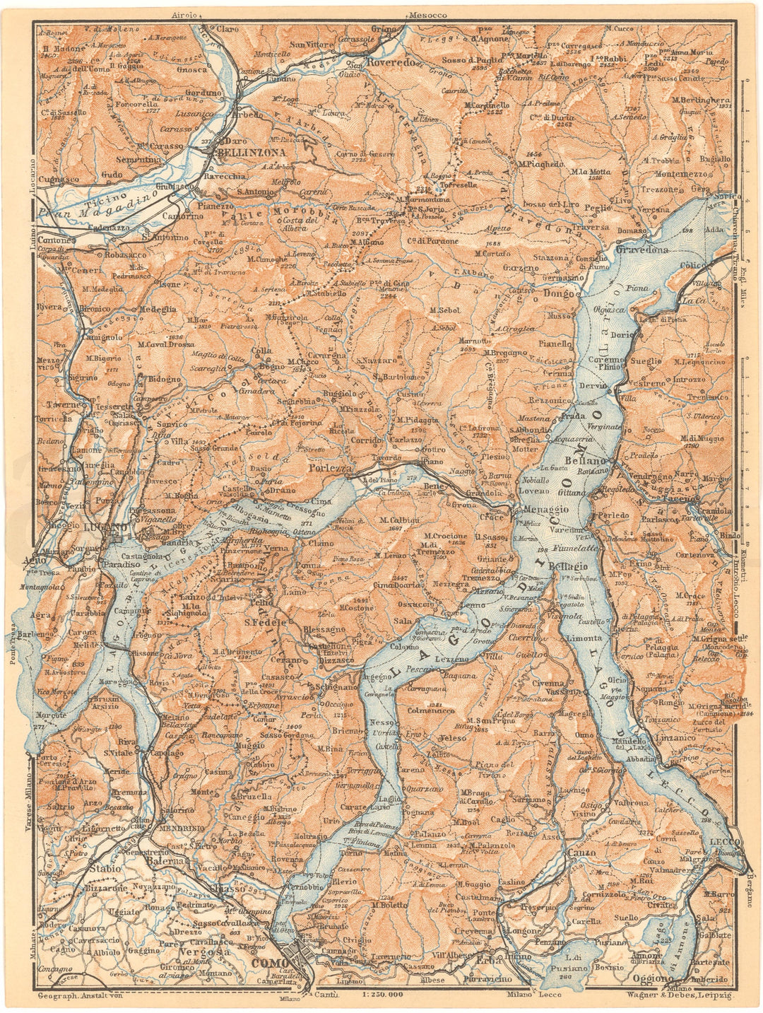 Lake Lugano, Lake Como, and Lake Lecco, Italy 1930