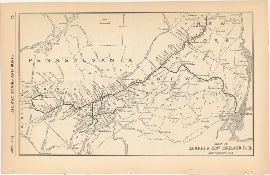 Lehigh & New England Railroad and Connections 1916