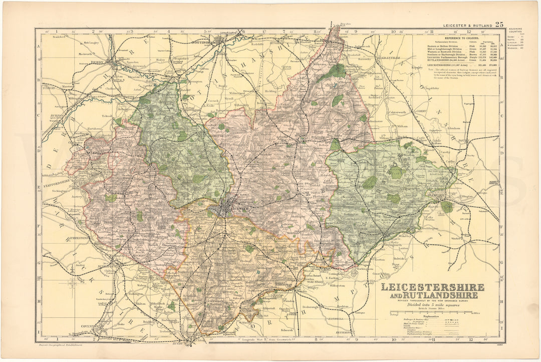 Leicestershire and Rutlandshire Counties, England 1899