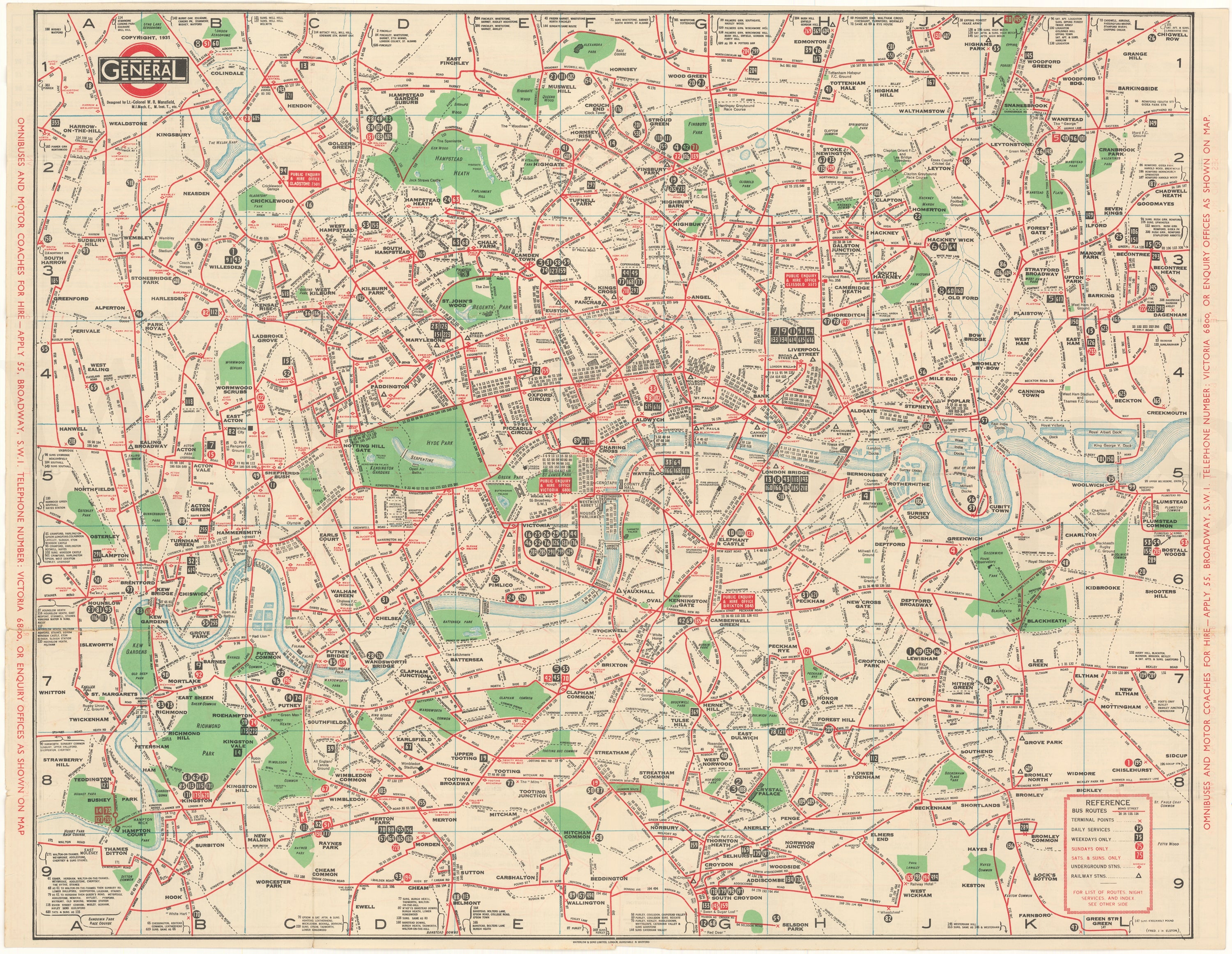 London, England 1931: General Routes