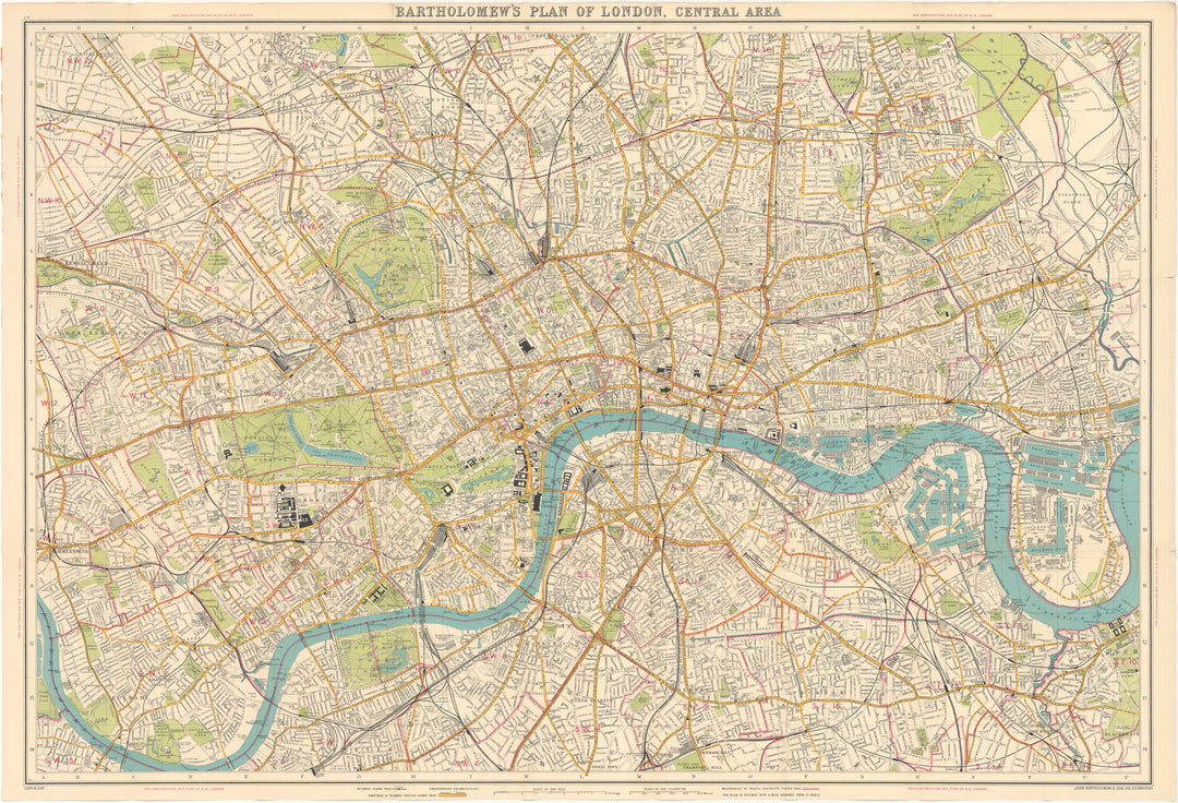 London, England circa 1940 "Bartholomew's Plan of London, Central Area"