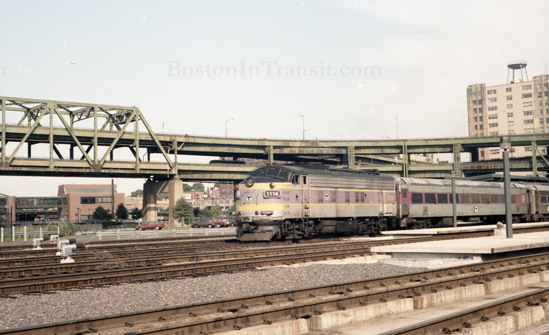MBTA Locomotive 1114 with Train at North Station, Boston, Massachusetts 1967