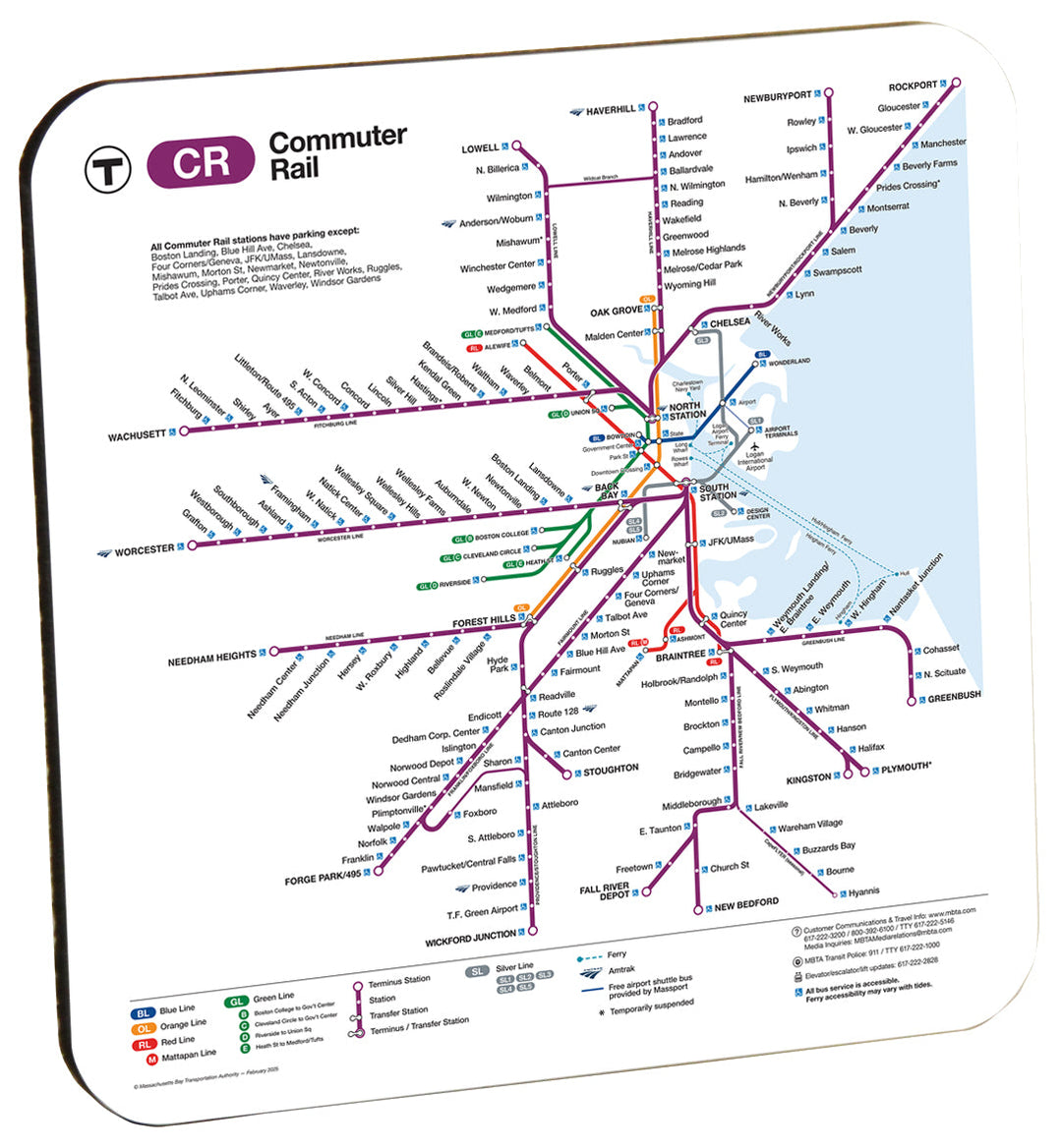 Boston MBTA Commuter Rail Map Coaster