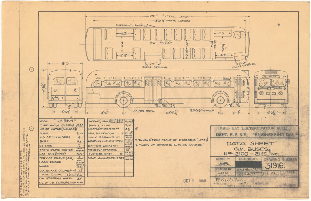 MBTA General Motors Buses #2100-211X 1953