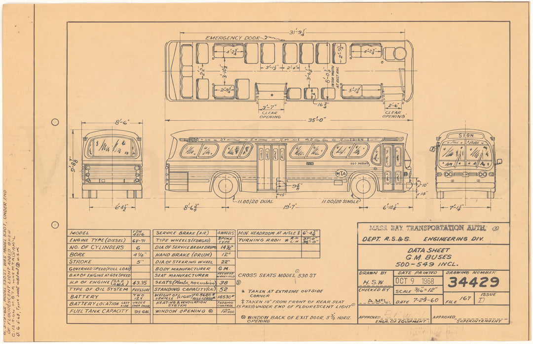 MBTA General Motors Buses #500-549 1960