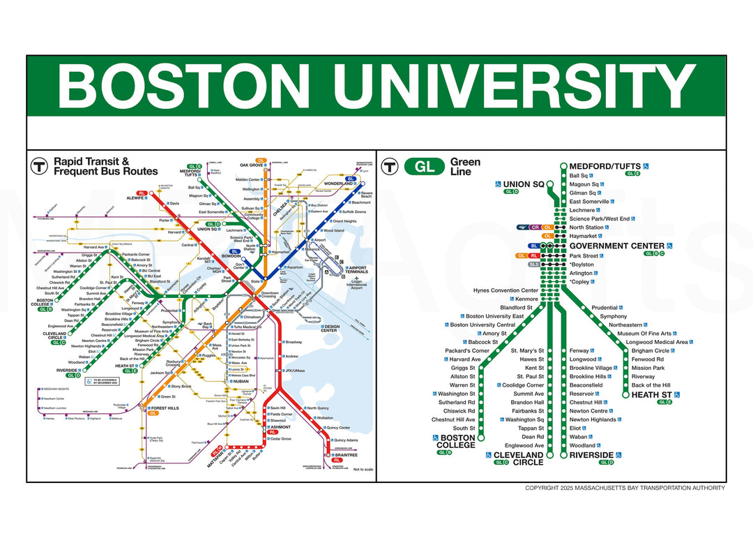 Boston MBTA BOSTON UNIVERSITY Green Line Station Greeting Card
