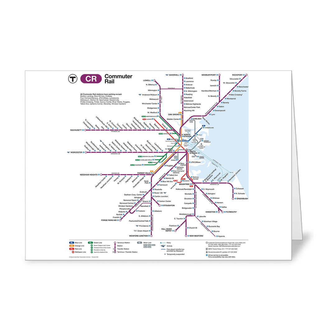 Boston MBTA COMMUTER RAIL MAP Greeting Card