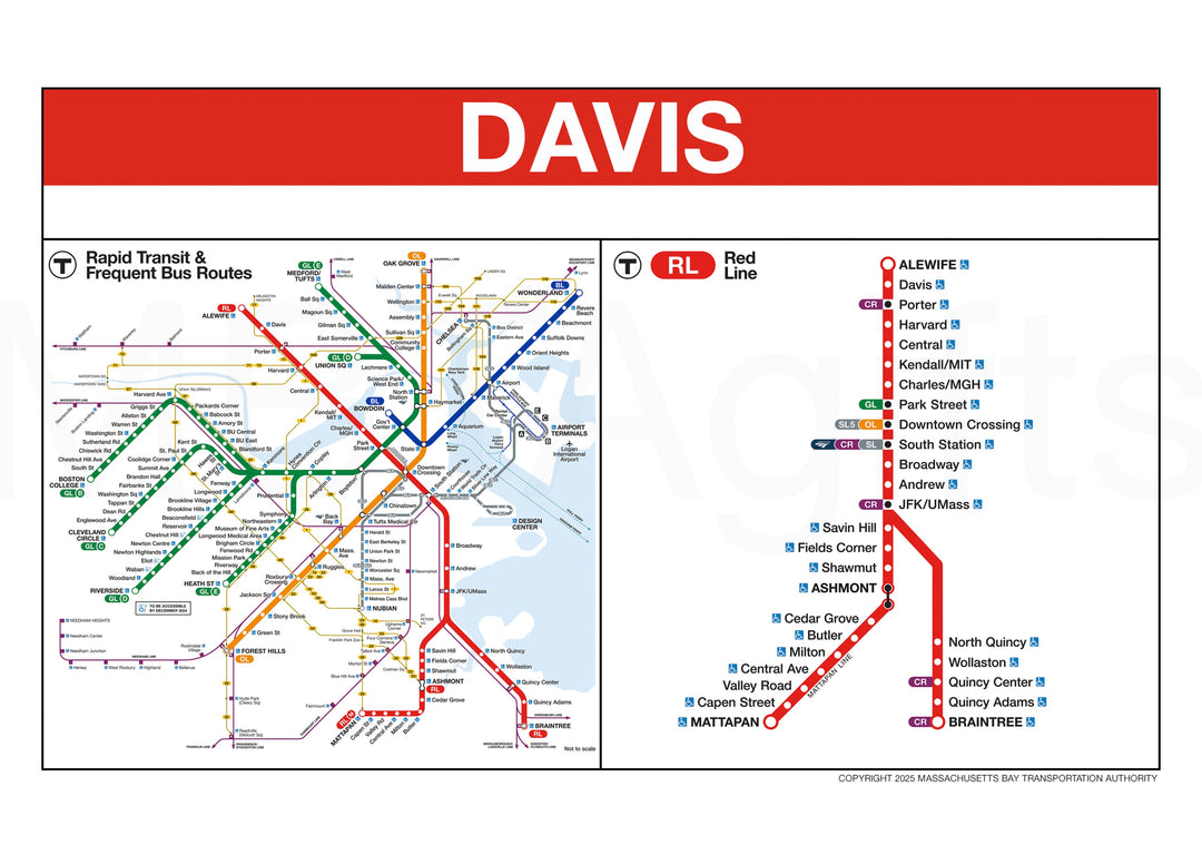 Boston MBTA DAVIS Red Line Station Greeting Card