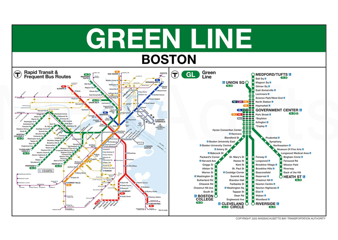 Boston MBTA GREEN LINE Station Greeting Card