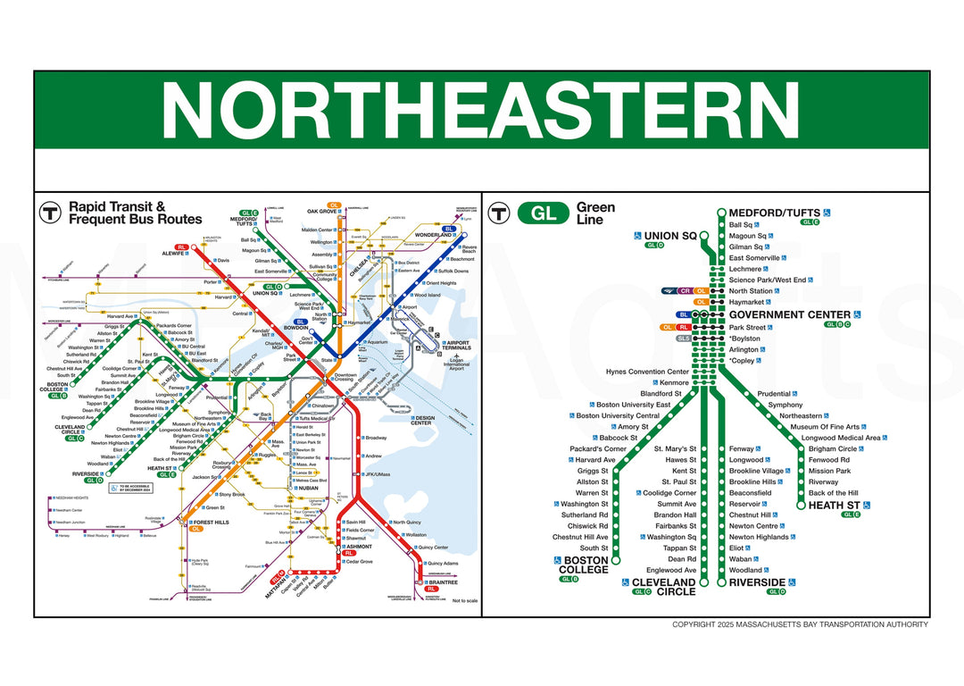 Boston MBTA NORTHEASTERN Green Line Station Greeting Card
