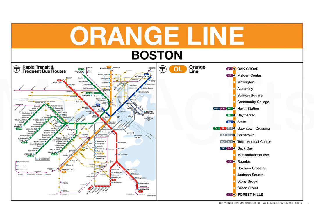 Boston MBTA ORANGE LINE Station Greeting Card