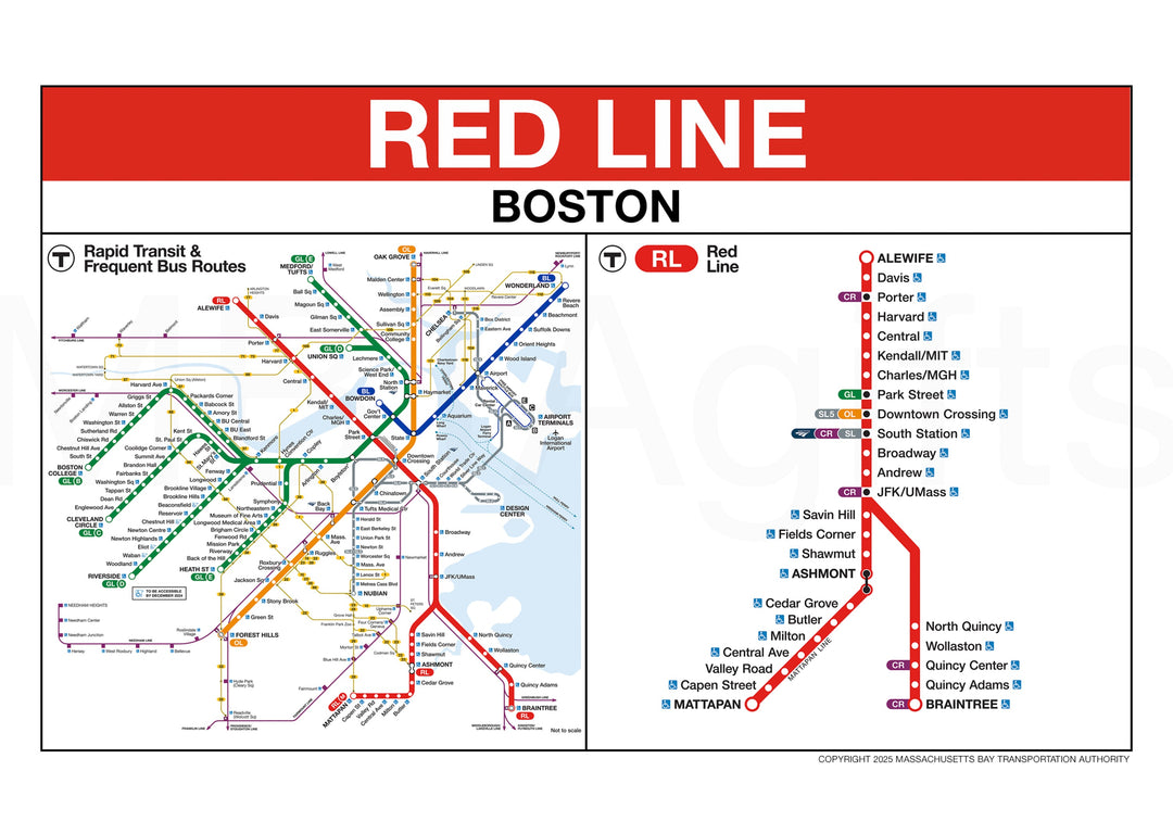 Boston MBTA RED LINE Station Greeting Card