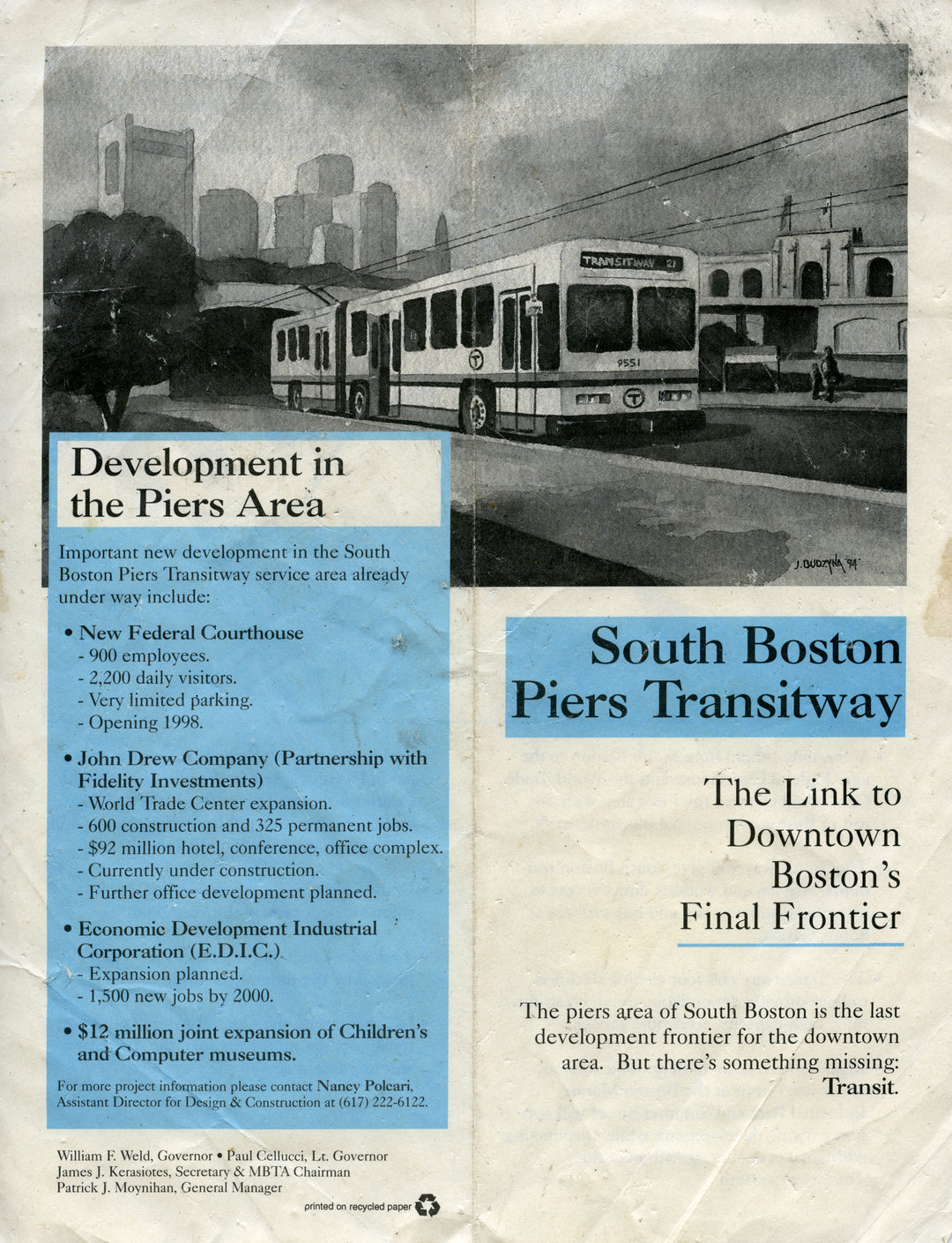 MBTA South Boston Transitway Pamphlet Late 1980s (Side A)