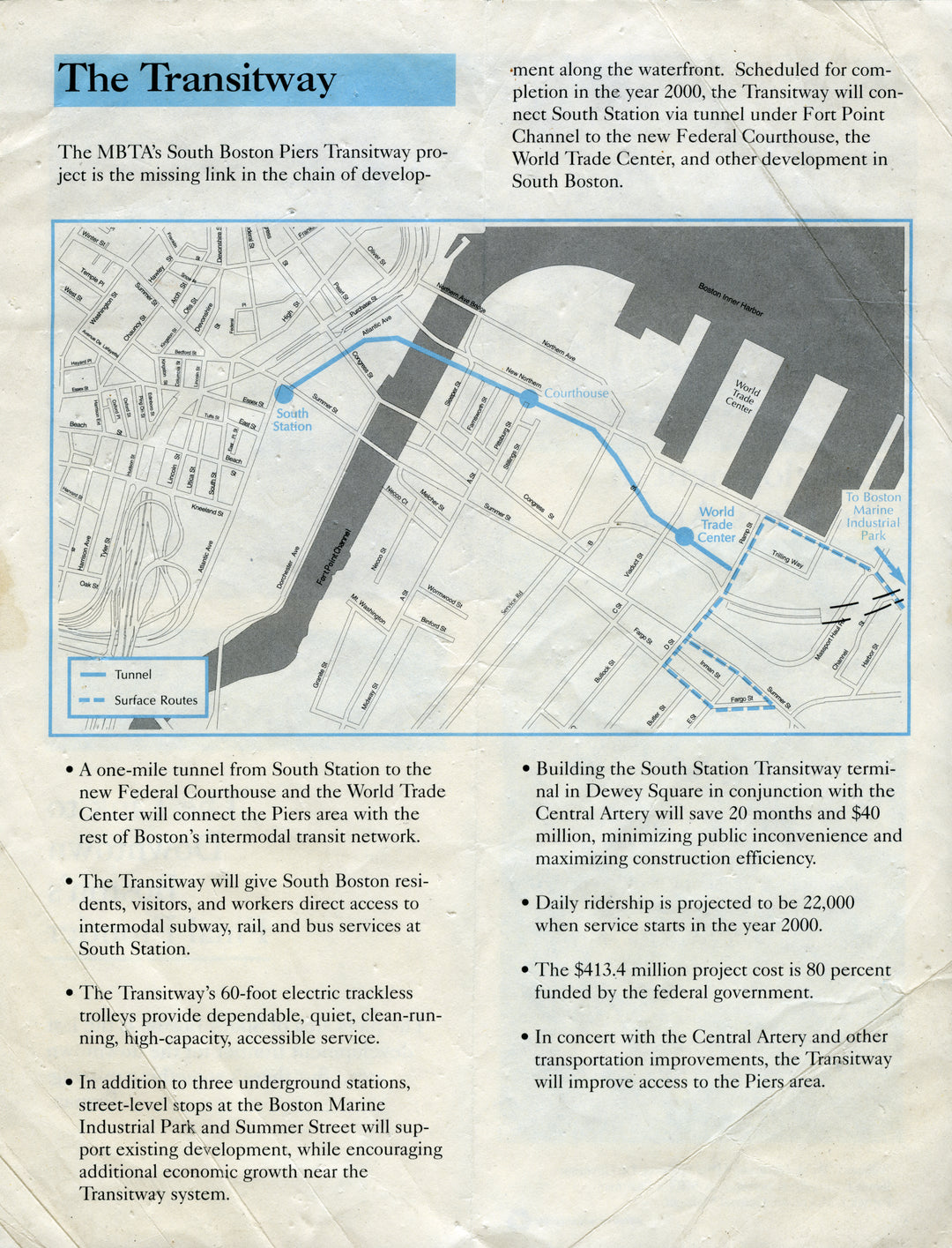 MBTA South Boston Transitway Pamphlet Late 1980s (Side B)