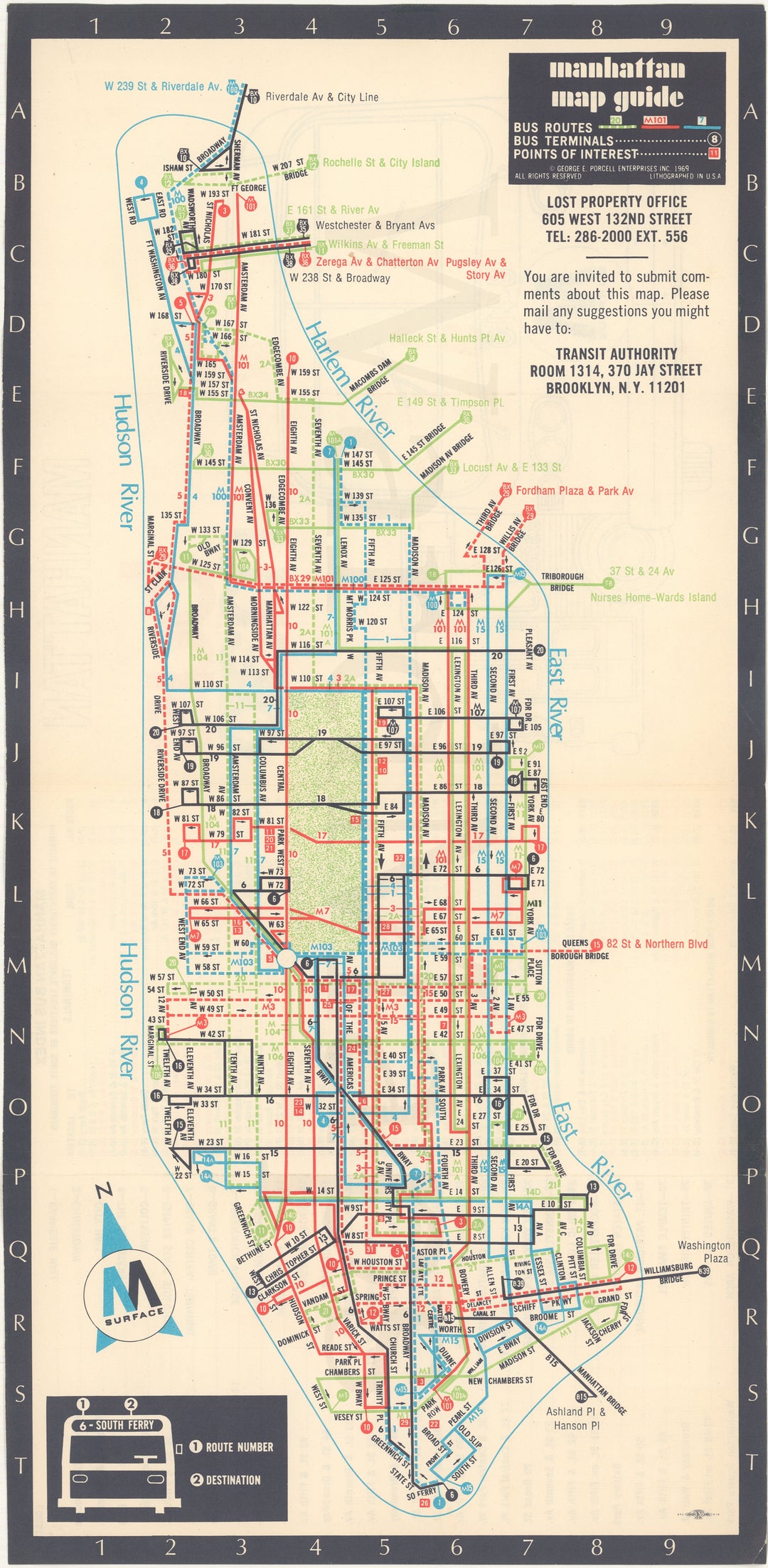 M22 Bus Manhattan, New York Bus System Map 1969 – WardMaps LLC