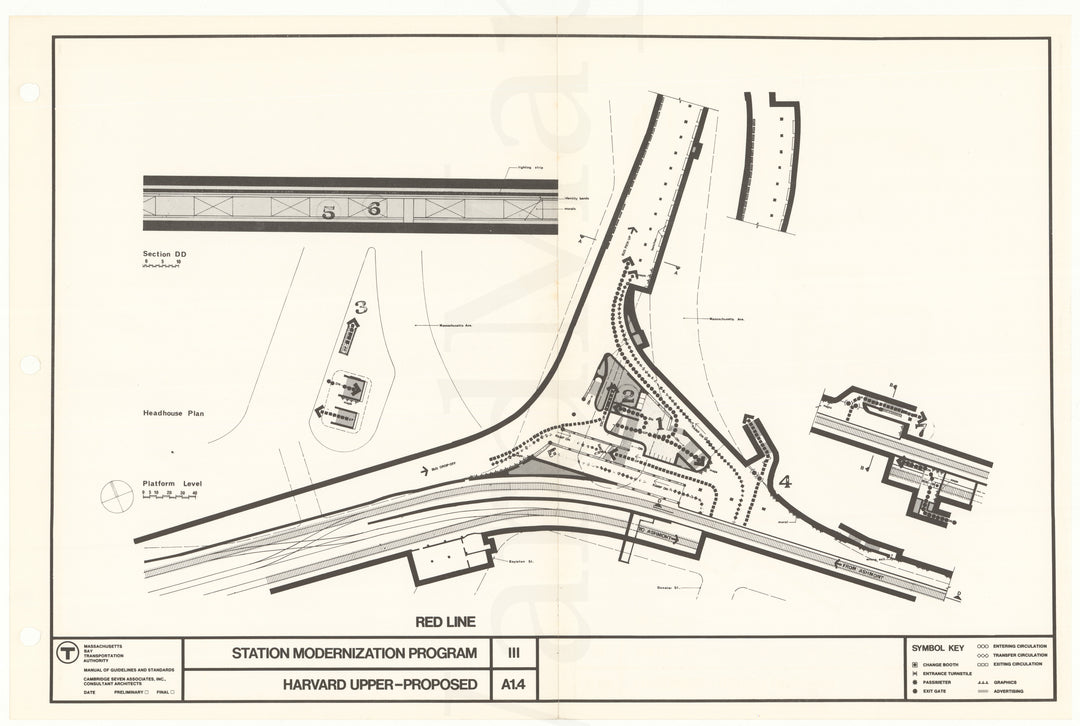 MBTA Station Modernization Program, Harvard Station (Cambridge, Massachusetts) Upper, Proposed 1966