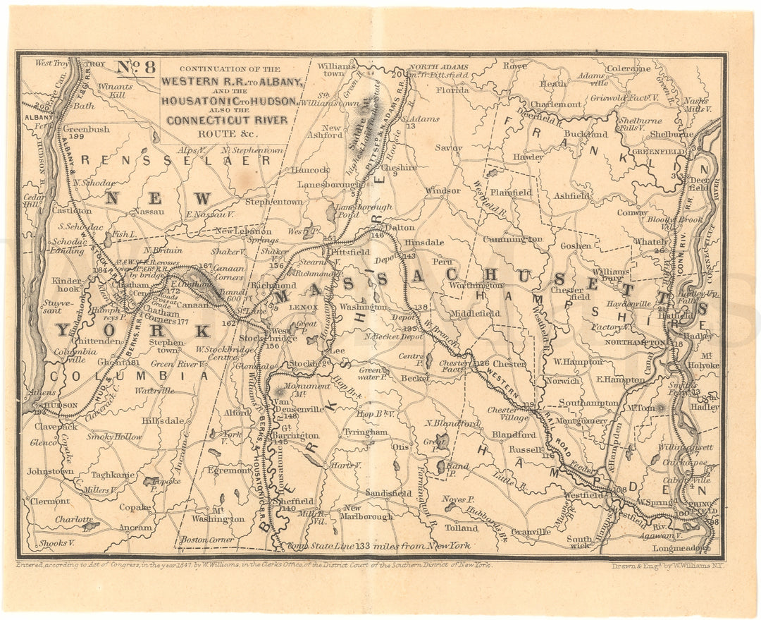 Railroads in Western Massachusetts and Eastern New York 1850