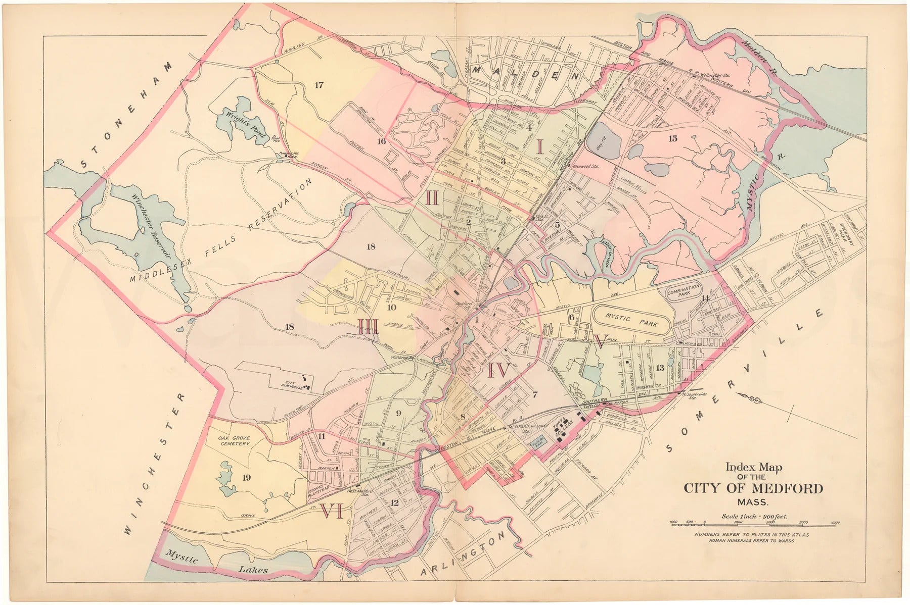 Antique Map of Medford, Massachusetts