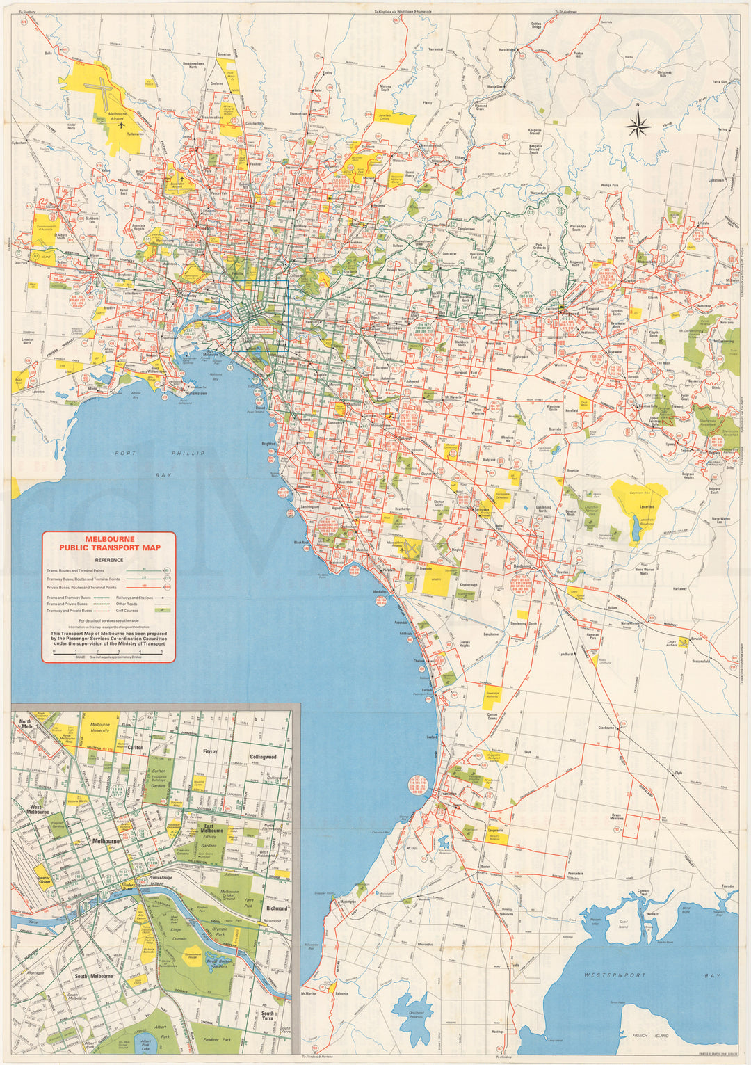 Melbourne, Victoria, Australia Public Transit Map (Side A)