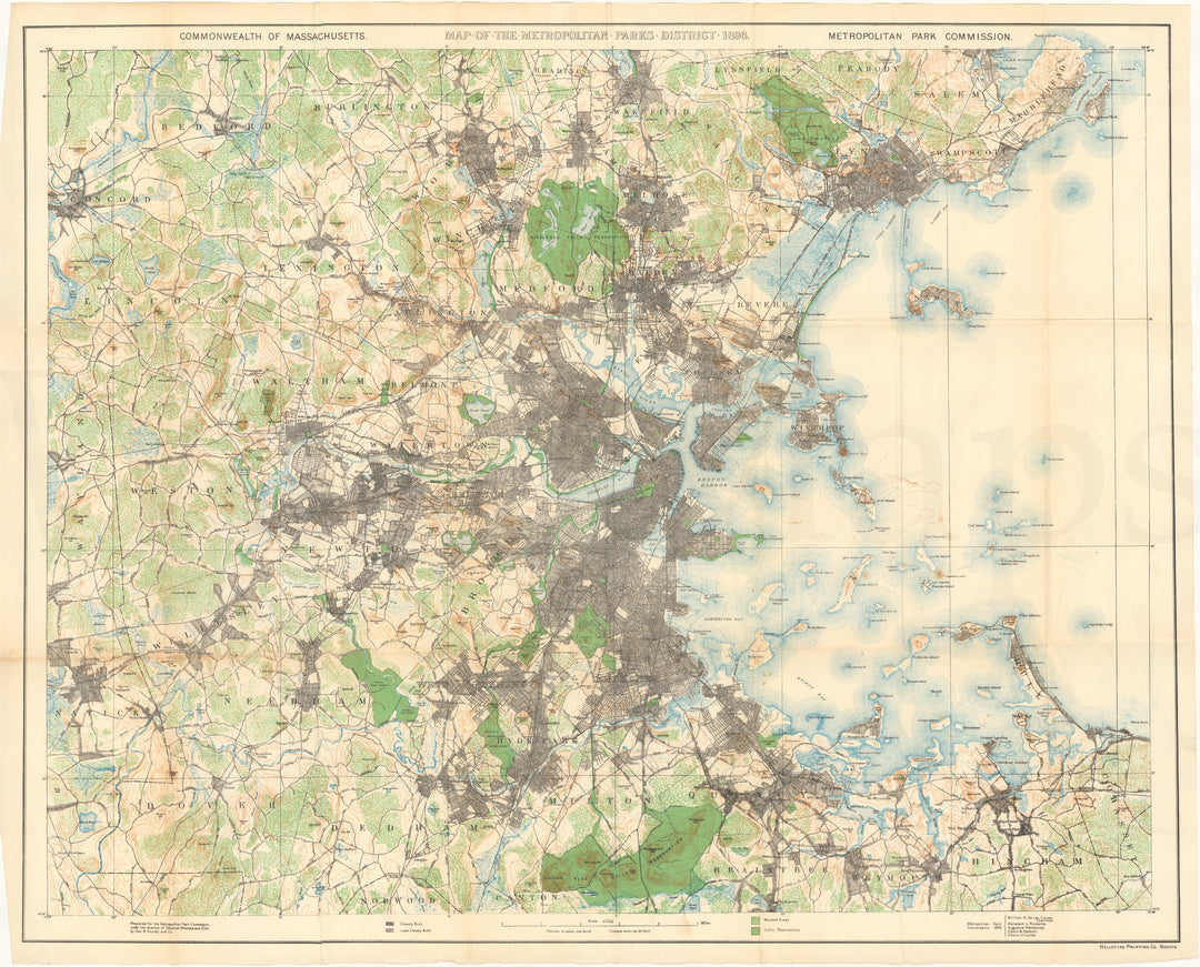 Greater Boston, Massachusetts 1896 V3: Map of the Metropolitan Parks District