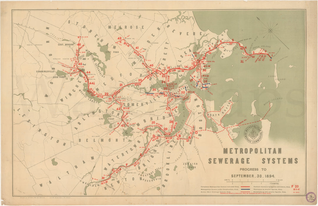 Boston, Massachusetts Metropolitan Sewerage Systems Progress to Sept. 30, 1894