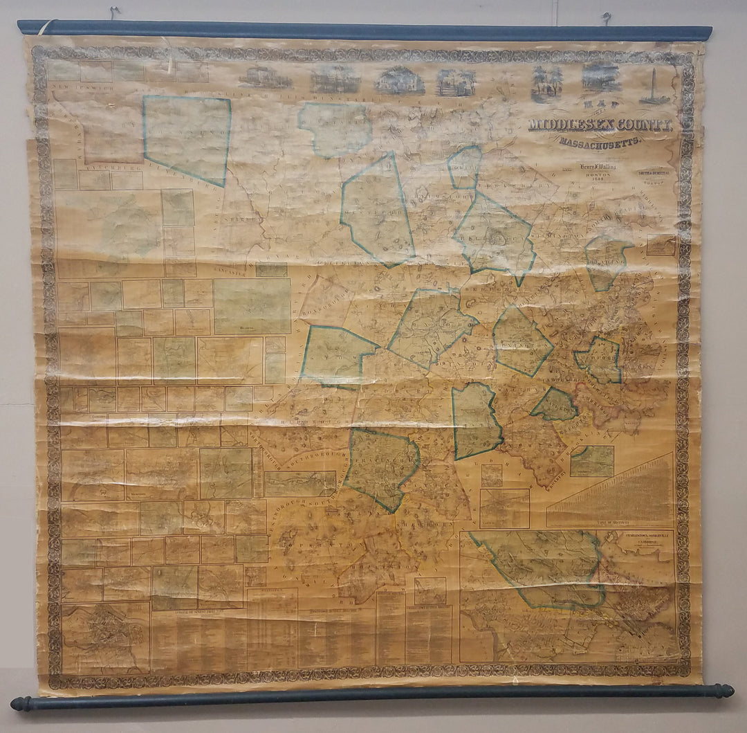 Middlesex County, Massachusetts 1856 Wall Map