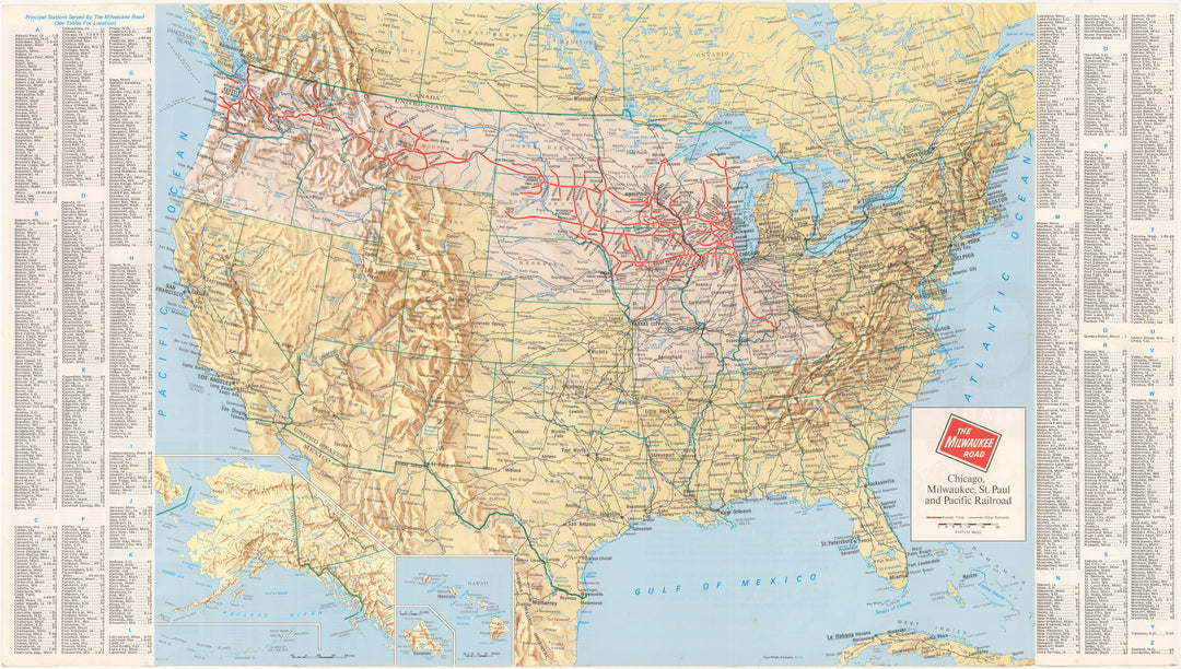 Milwaukee Road Railroad System Map 1973