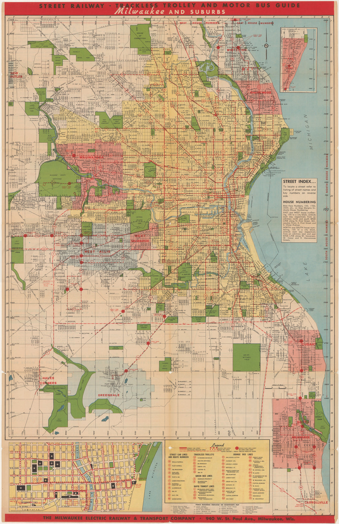 Milwaukee, Wisconsin Circa 1946: Street Railway, Trackless Trolley, Motor Bus Guide (Side A)