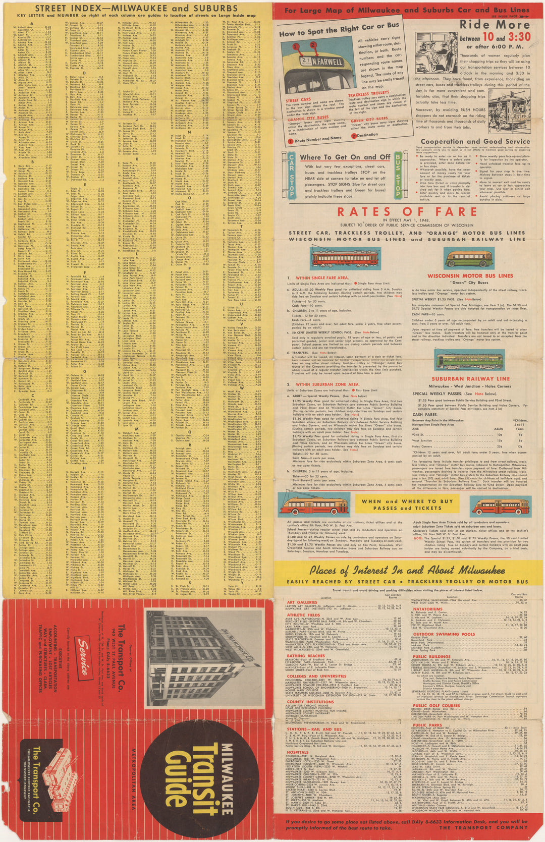 Milwaukee, Wisconsin 1948: Transit Guide (Side B)