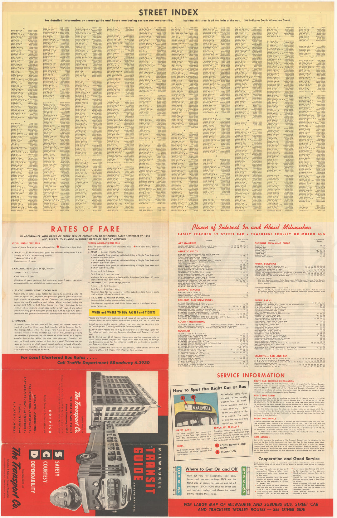 Milwaukee & Suburban Transport Corp. (Wisconsin) System Map 1954