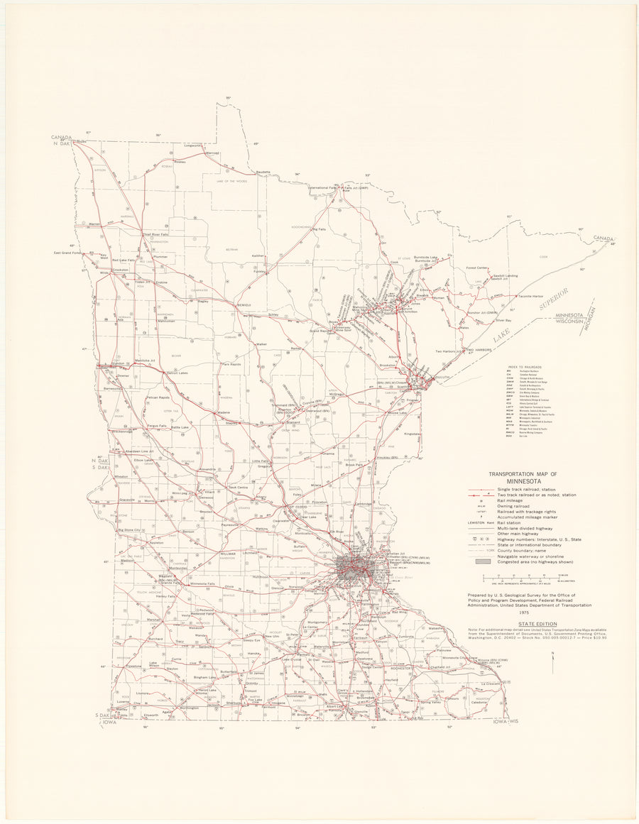 Minnesota Transportation Map 1975: State Edition – WardMaps LLC