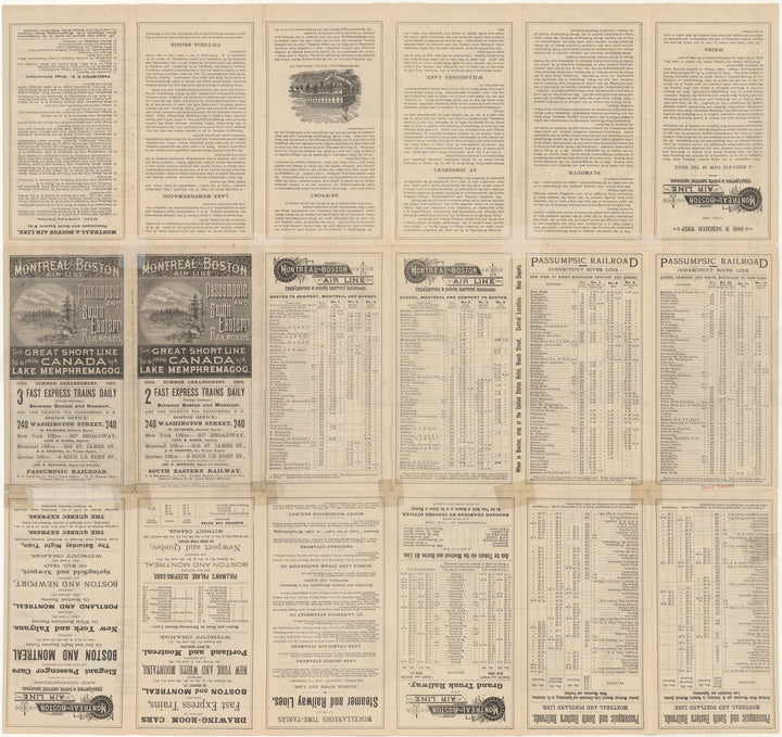 Montreal and Boston Air Line Railroad Map 1882