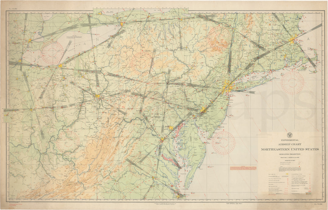 Experimental Airship Chart Northeastern United States 1939
