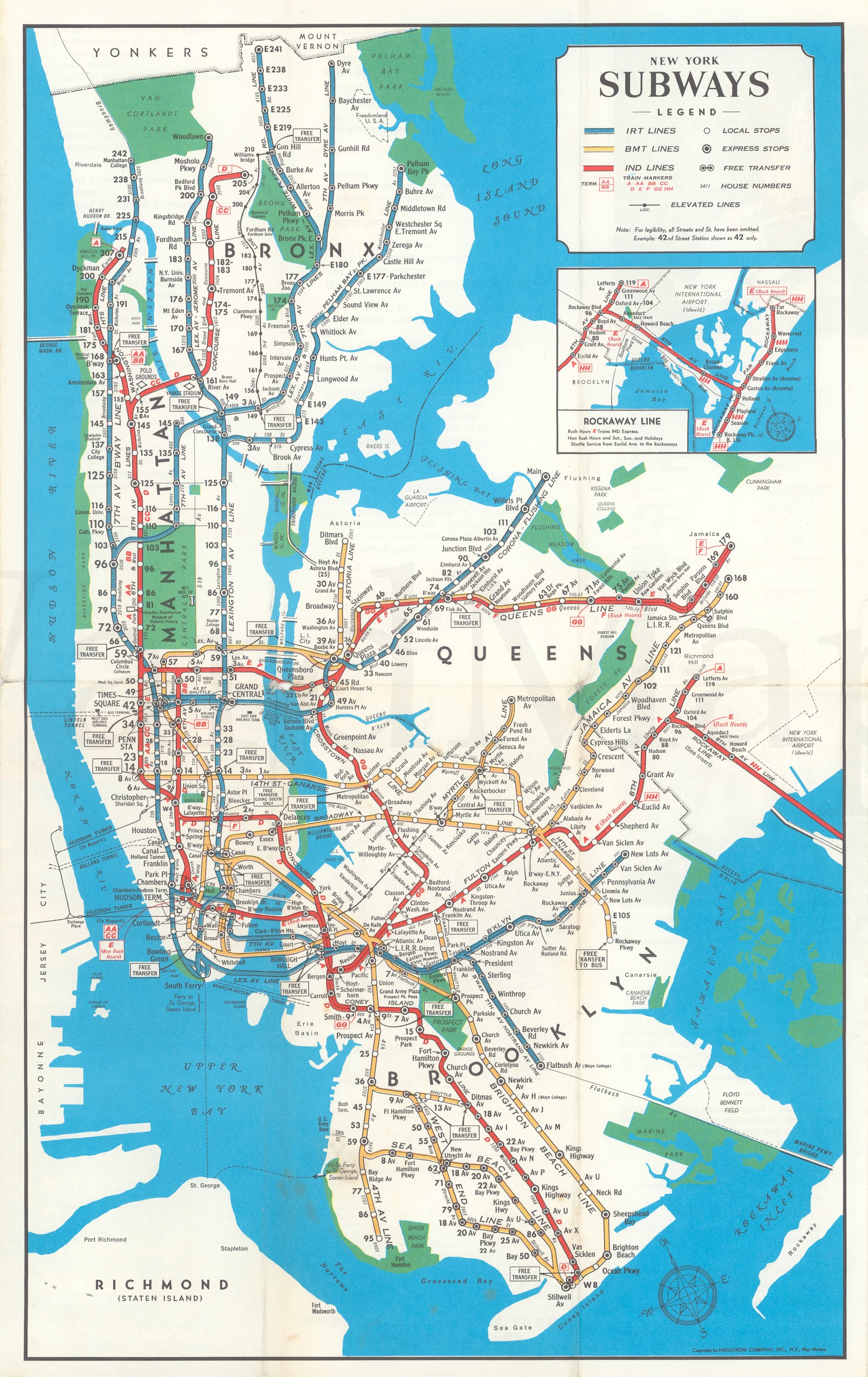 New York City Subway Map 1963 (Hagstrom) – WardMaps LLC