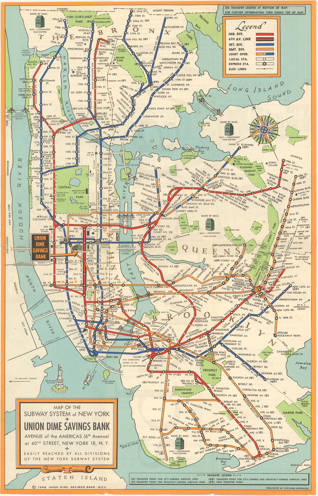 New York City Subway Map 1948 (Union Dime)