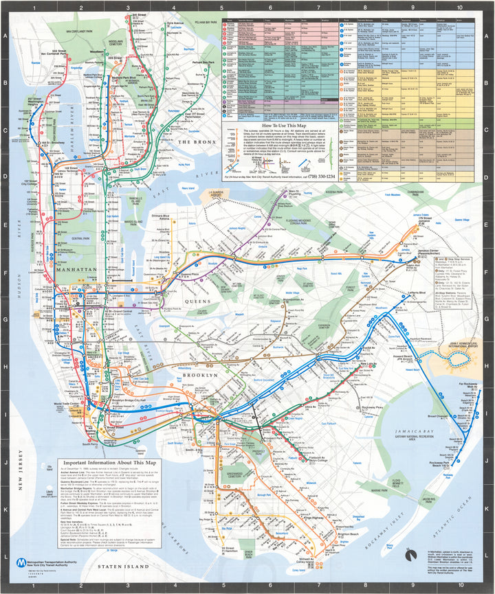 New York City Subway Map 1988 December – WardMaps LLC