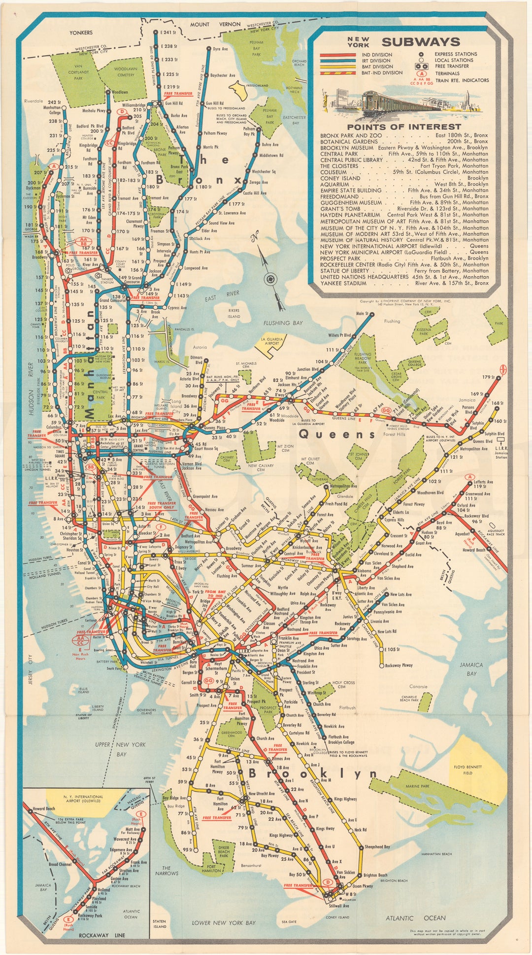 New York City Subway Map 1961 (NY Telephone Co.)