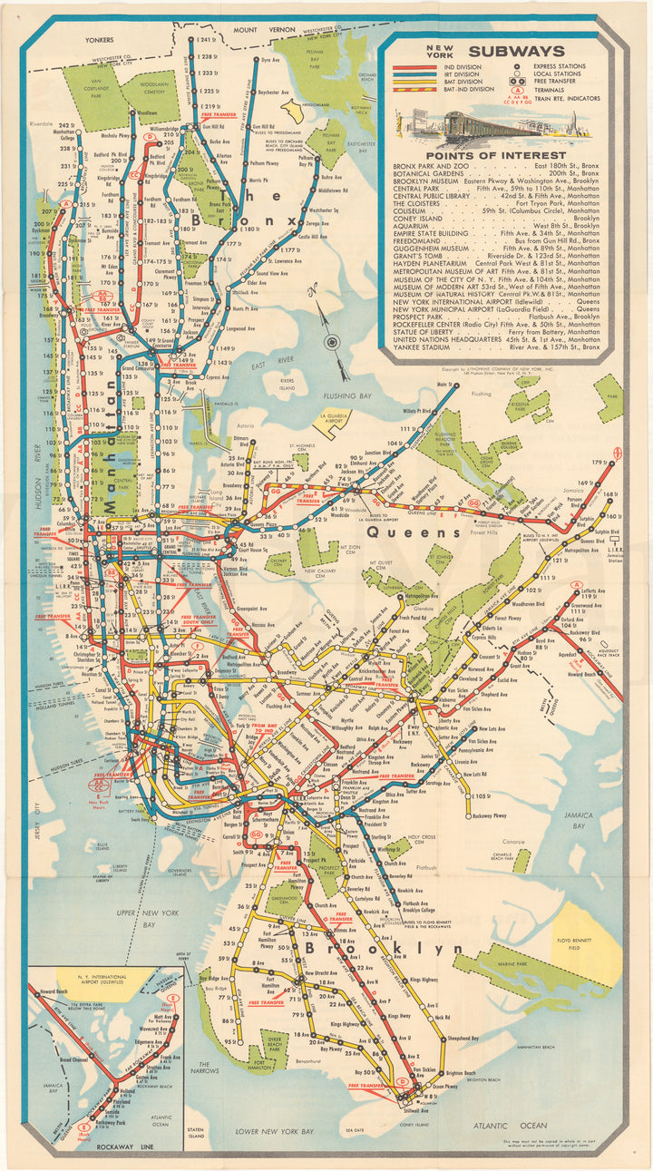 New York City Subway Map 1961 (NY Telephone Co.)