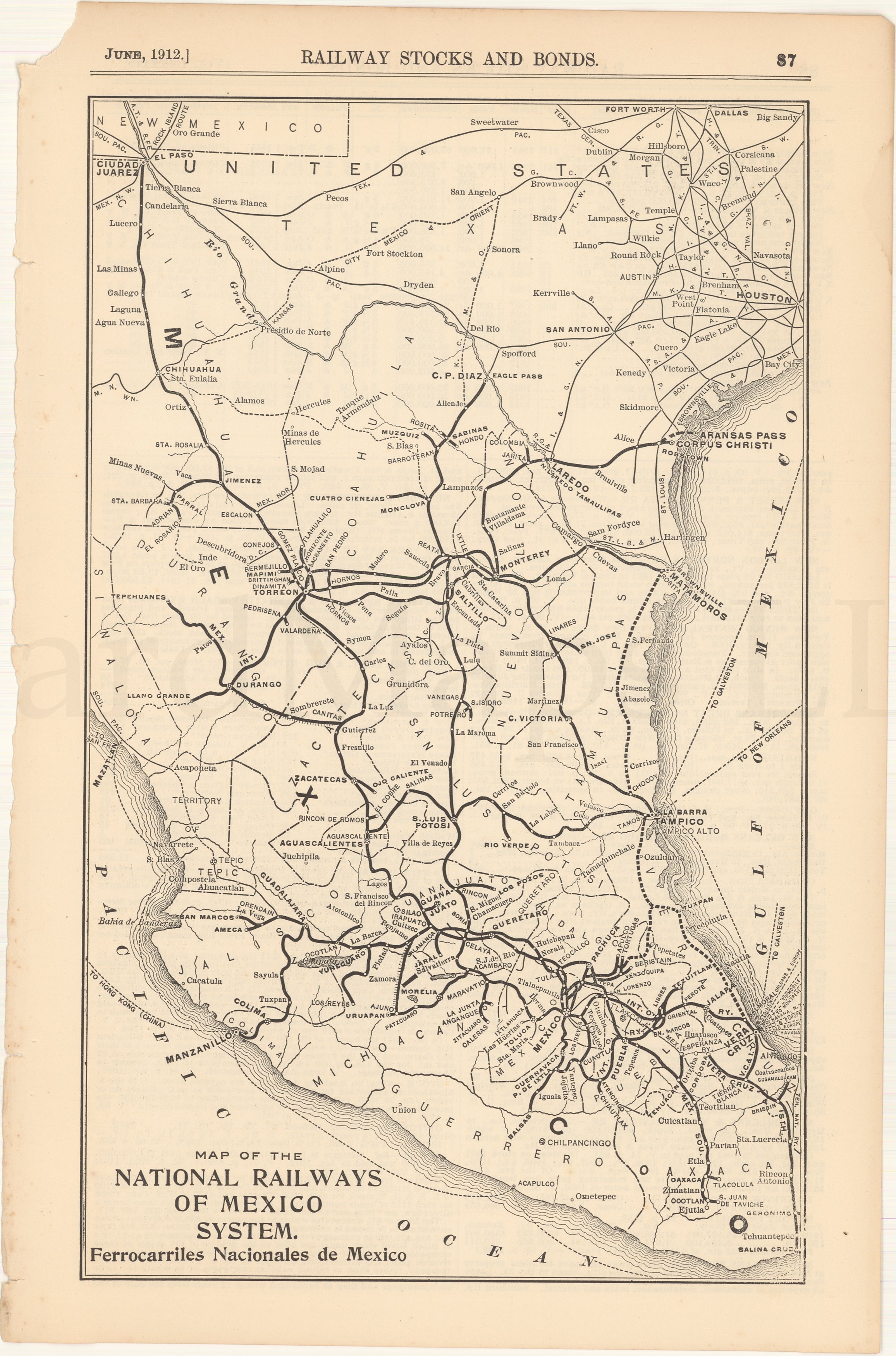 National Railways of Mexico System 1912 – WardMaps LLC