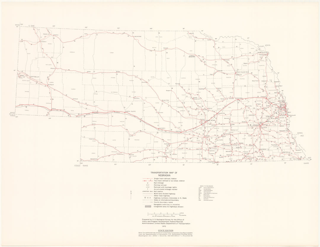 Nebraska Transportation Map 1975: State Edition