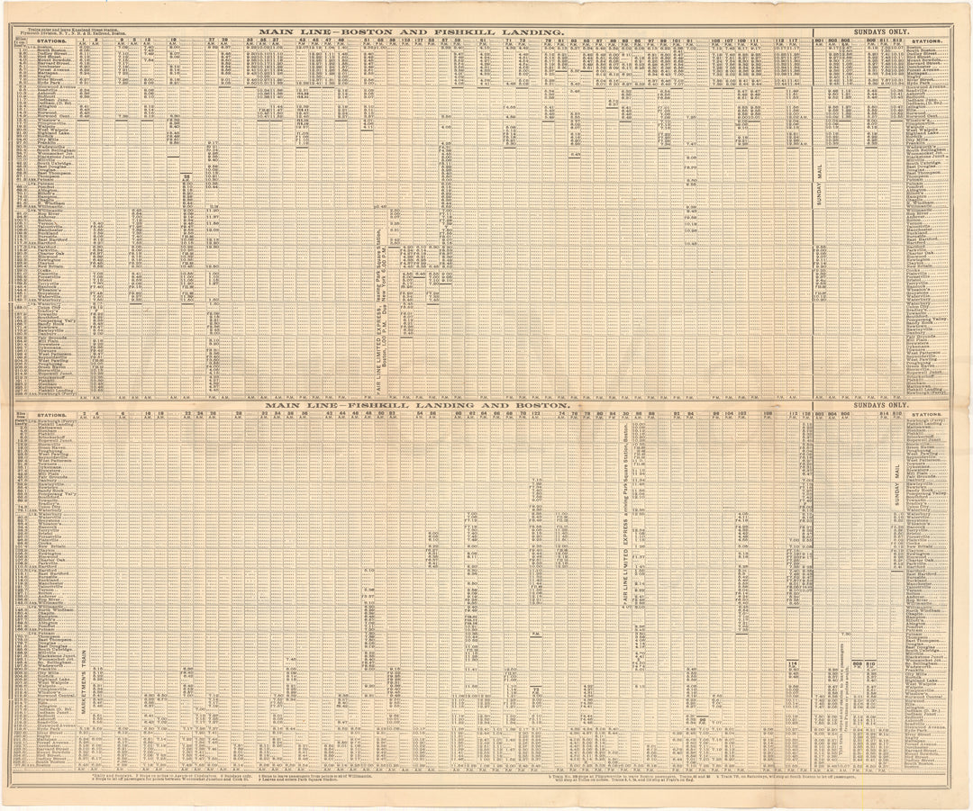 New England Railroad Company Timetable No. 8 1897 (Side B)