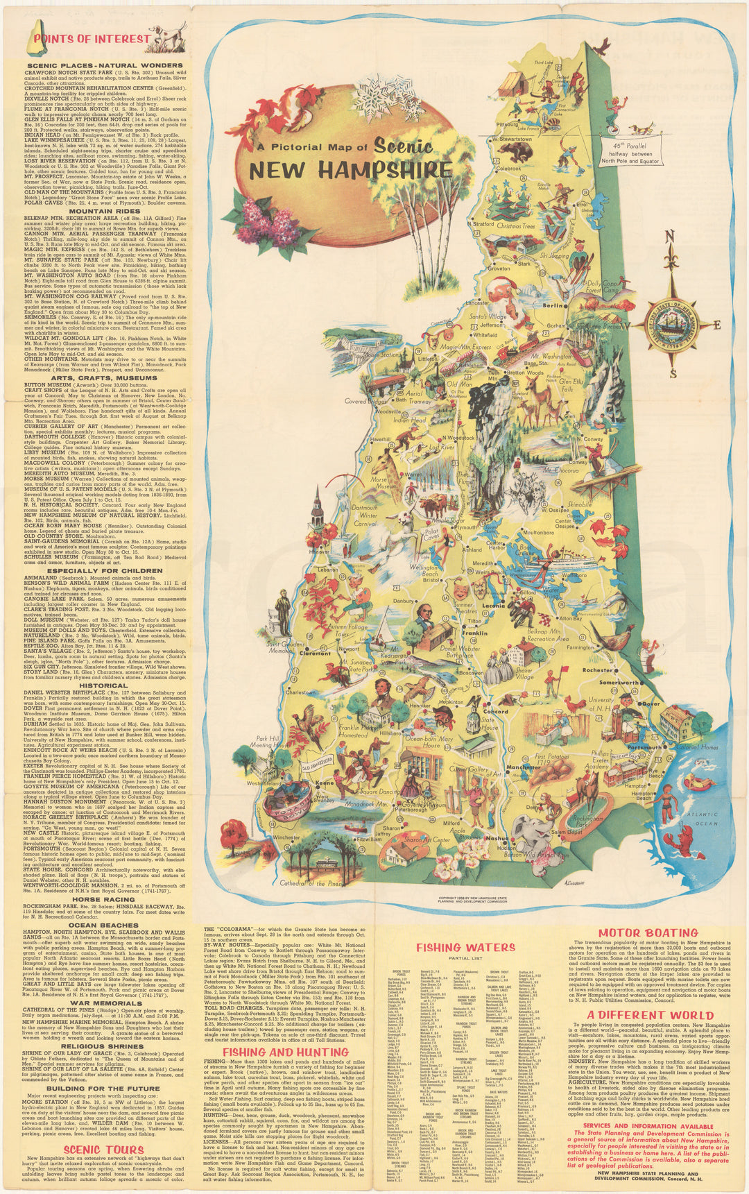New Hampshire 1958: Pictorial Scenic Map
